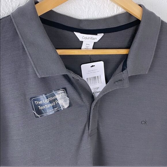 NWT Calvin Klein Grey  100% Cotton Polo Sz XL - Picture 6 of 6